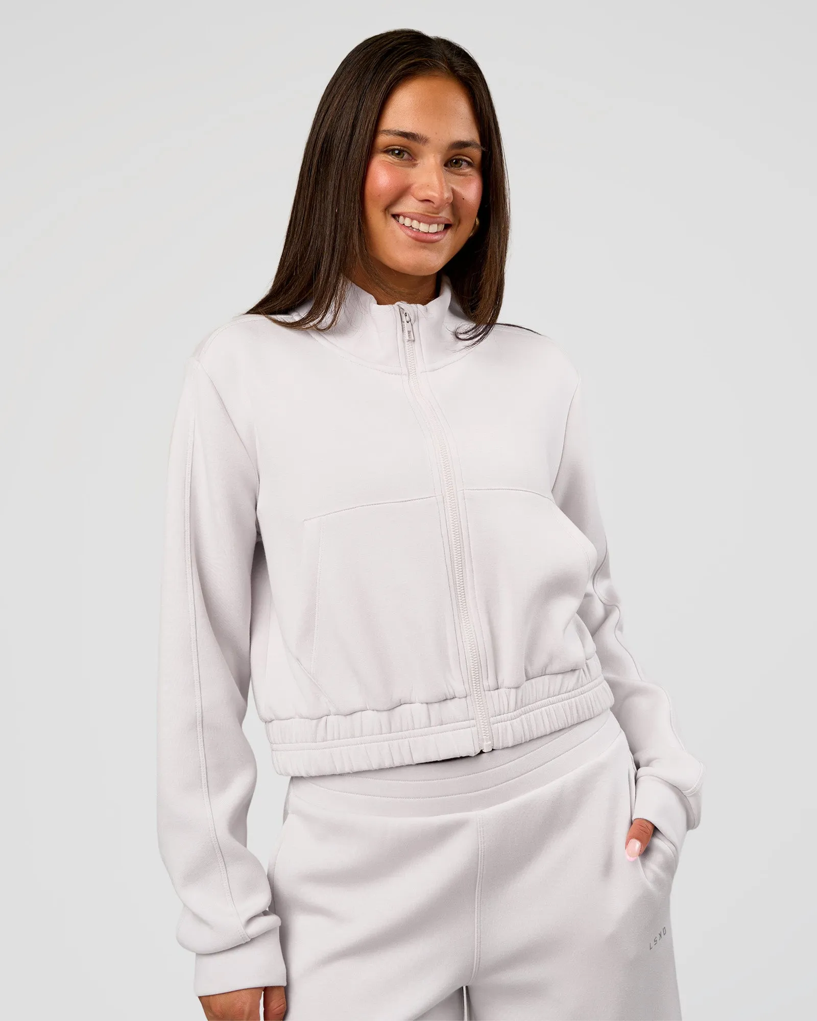 Elevate SoftTouch Cropped Full Zip Jacket - Clay sold by LSKD