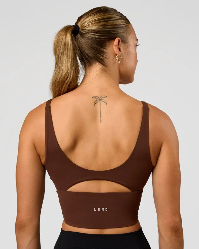 Vitality Long Line Sports Bra - Hot Chocolate made by LSKD