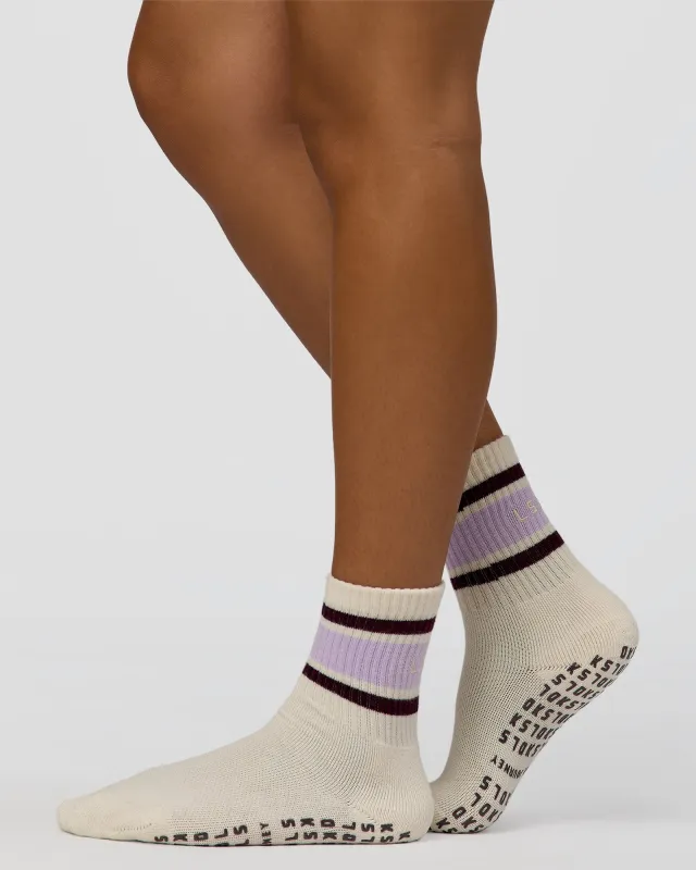 Flow Pilates Grip Socks - Off White-Pale Lilac made by LSKD