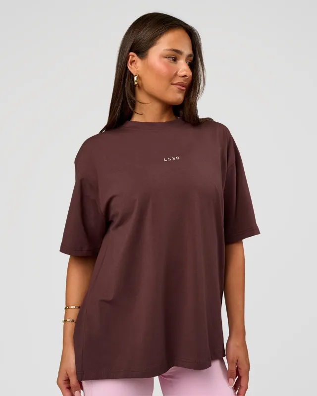 Go-To FLXCotton Oversized Tee - Cocoa Powder-White made by LSKD