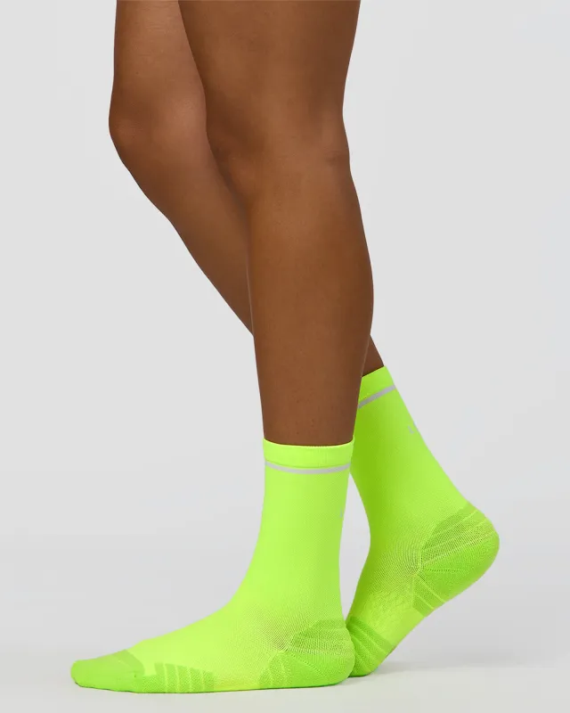 Fast Performance Crew Socks 2.0 - Lime Glo-White made by LSKD