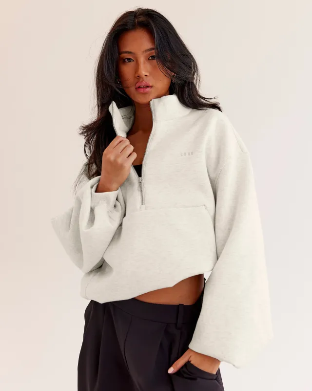 Luxe ZeroCrease Spacer Half Zip - Silver Marl made by LSKD