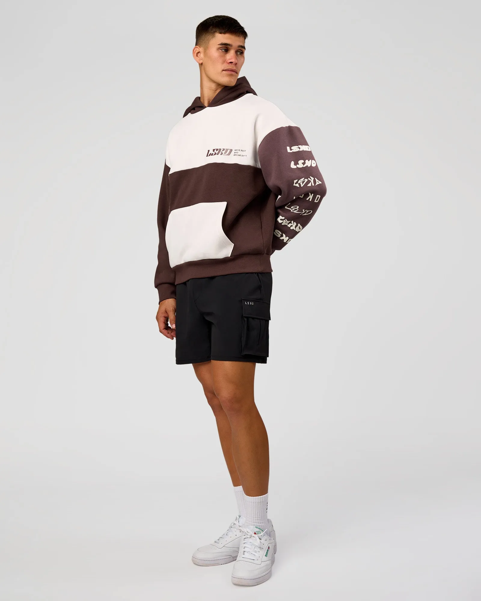 Deconstructed Fleece Hoodie - Off White-Cocoa Powder-Choc sold by LSKD product image thumbnail 3
