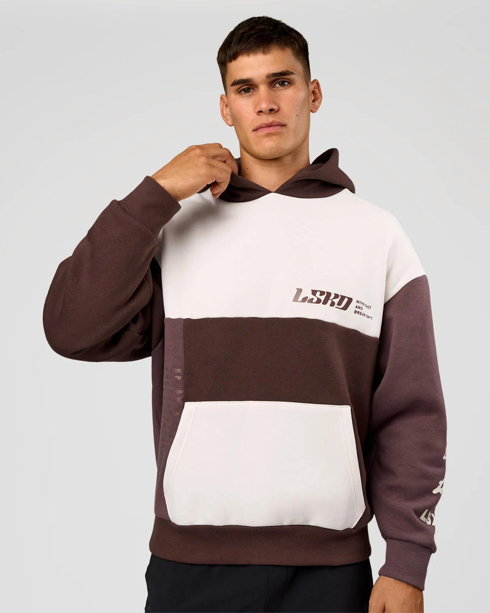Deconstructed Fleece Hoodie - Off White-Cocoa Powder-Choc sold by LSKD product image thumbnail 2