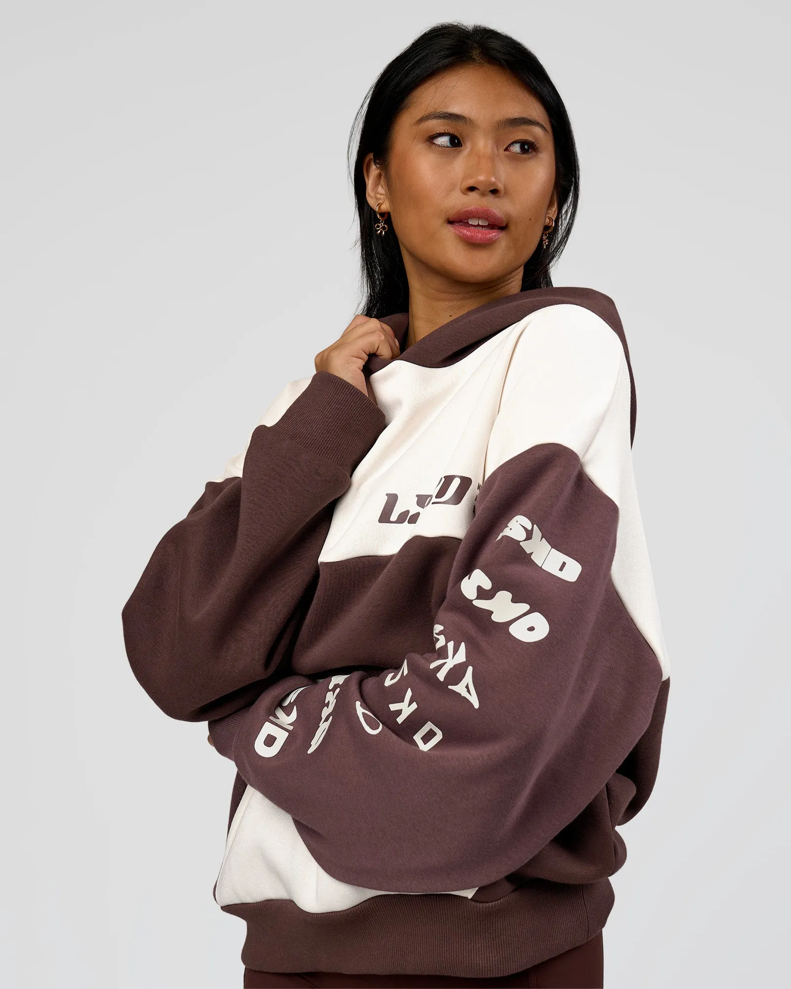 Deconstructed Fleece Hoodie - Off White-Cocoa Powder-Choc sold by LSKD product image thumbnail 4