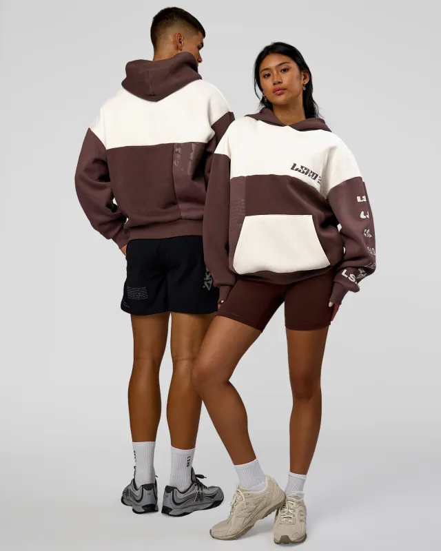 Deconstructed Fleece Hoodie - Off White-Cocoa Powder-Choc made by LSKD