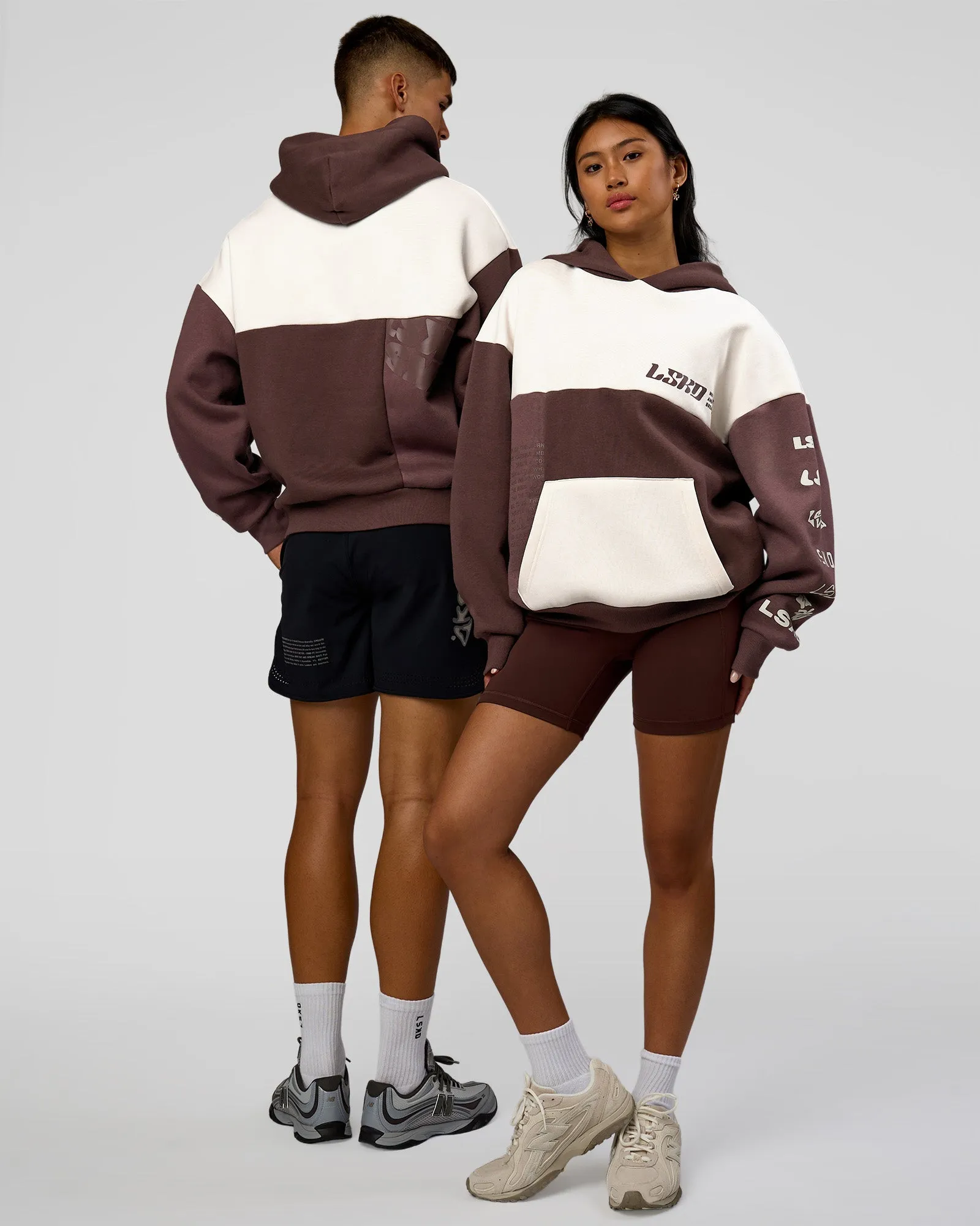 Deconstructed Fleece Hoodie - Off White-Cocoa Powder-Choc sold by LSKD