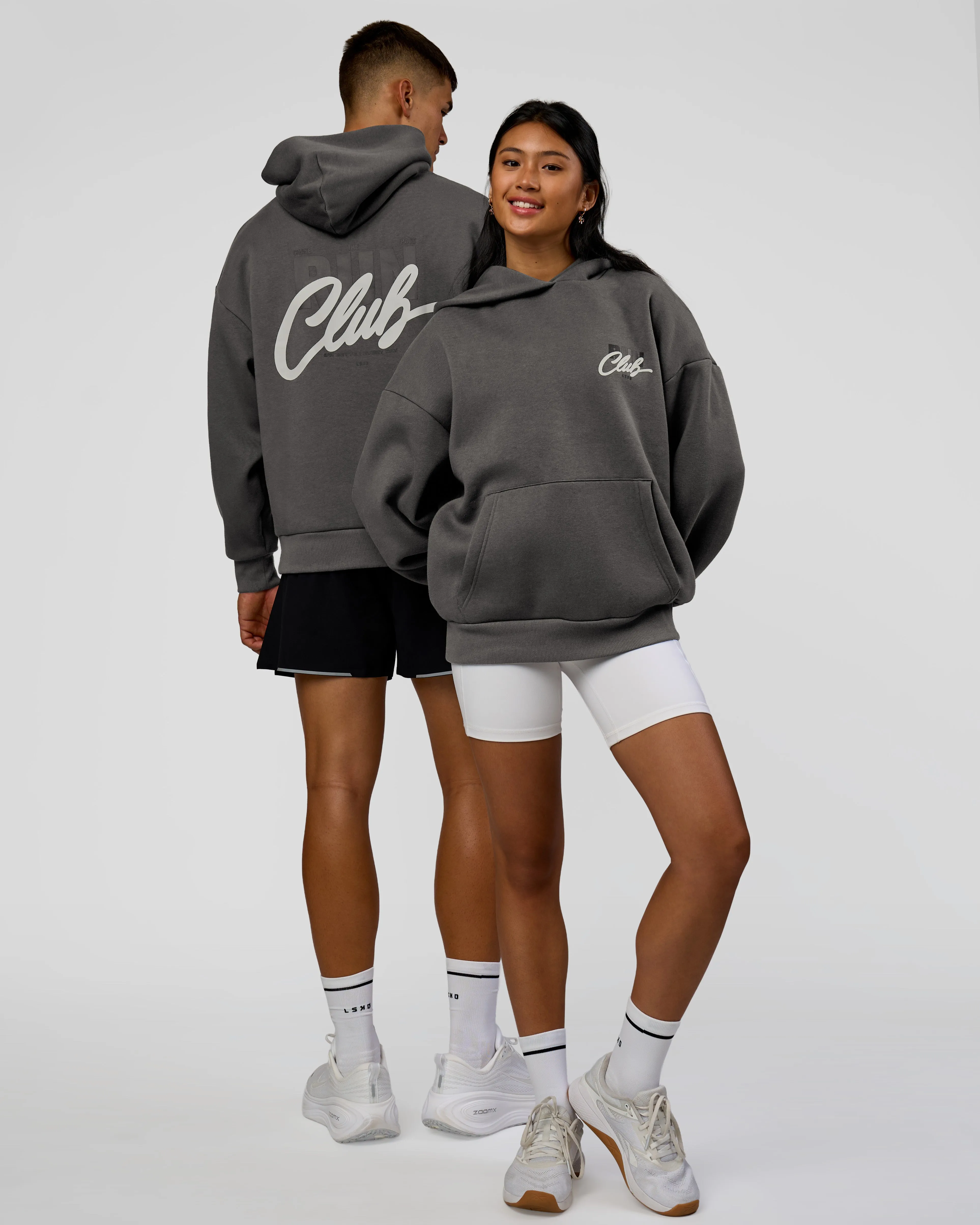 Run Club Script Oversized Hoodie - Dark Storm-Alloy sold by LSKD