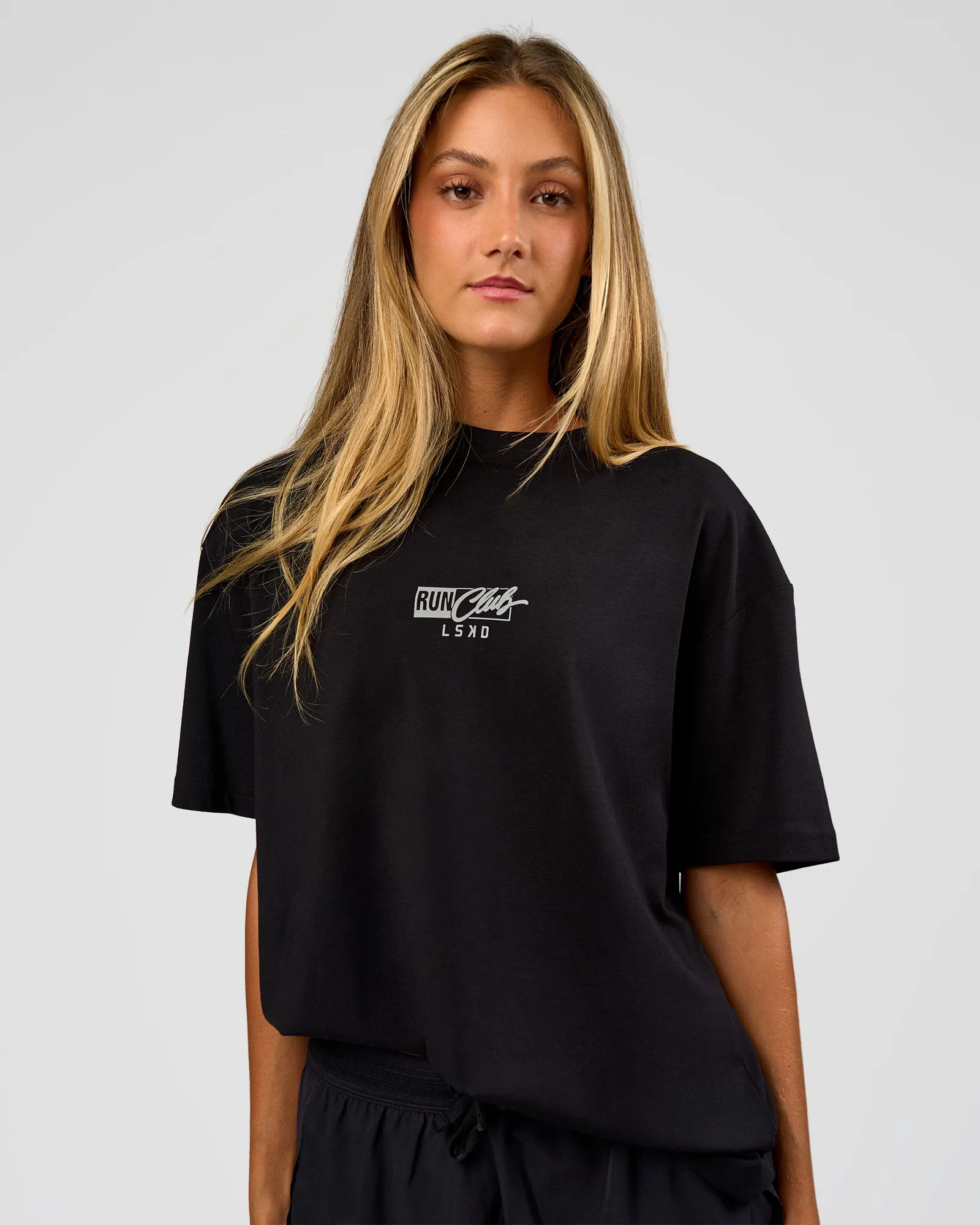 Run Club Script FLXCotton Oversized Tee - Black-Alloy sold by LSKD product image thumbnail 4
