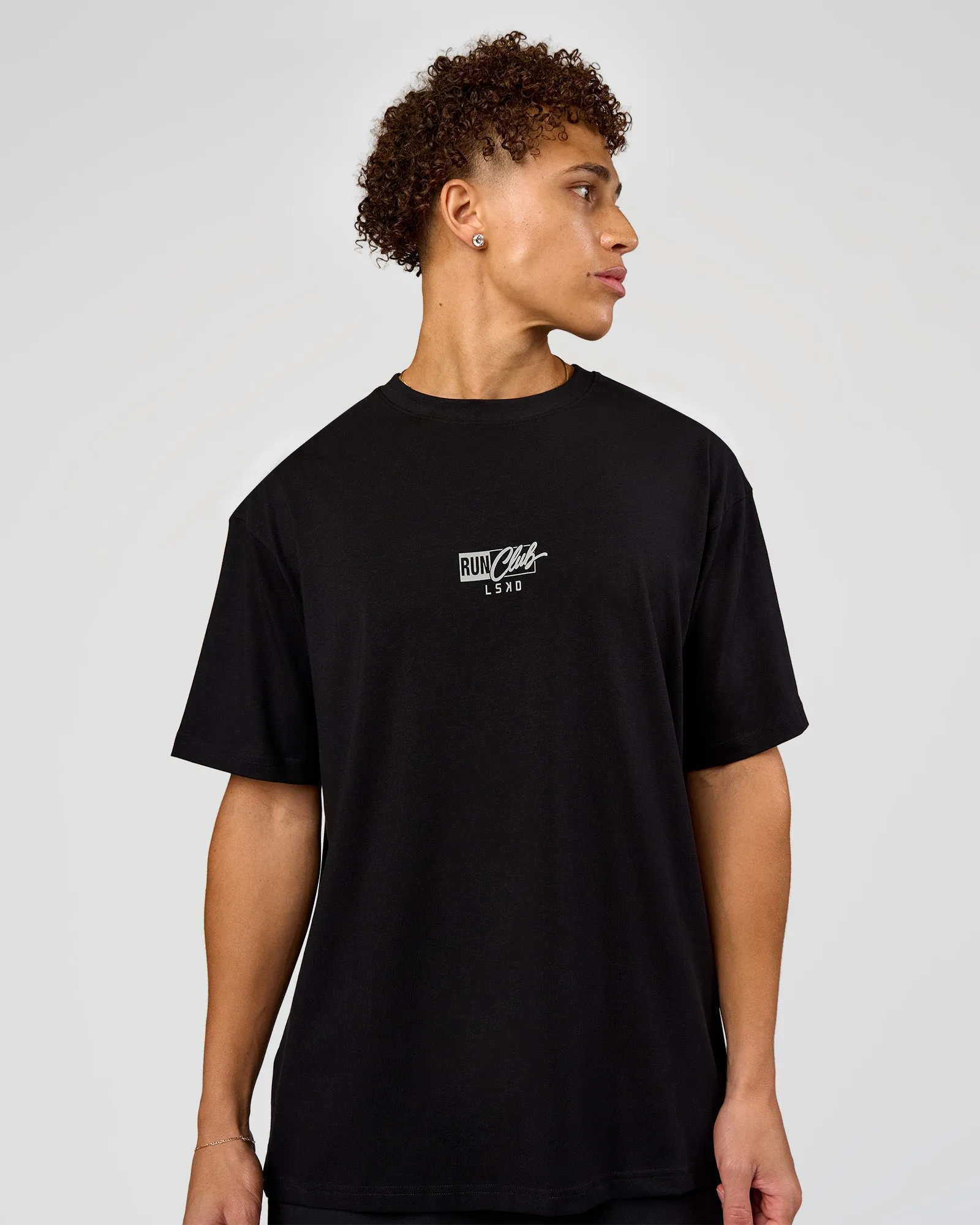 Run Club Script FLXCotton Oversized Tee - Black-Alloy sold by LSKD product image thumbnail 2