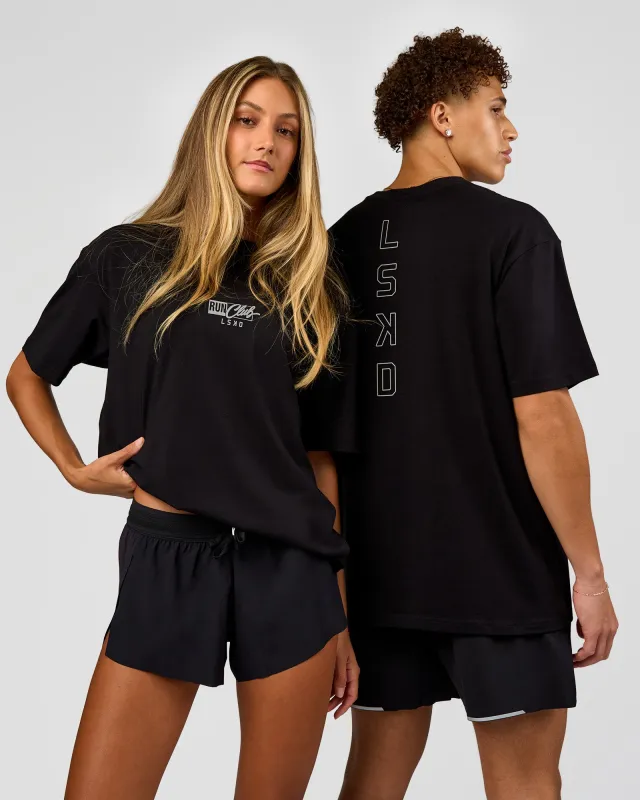 Run Club Script FLXCotton Oversized Tee - Black-Alloy made by LSKD