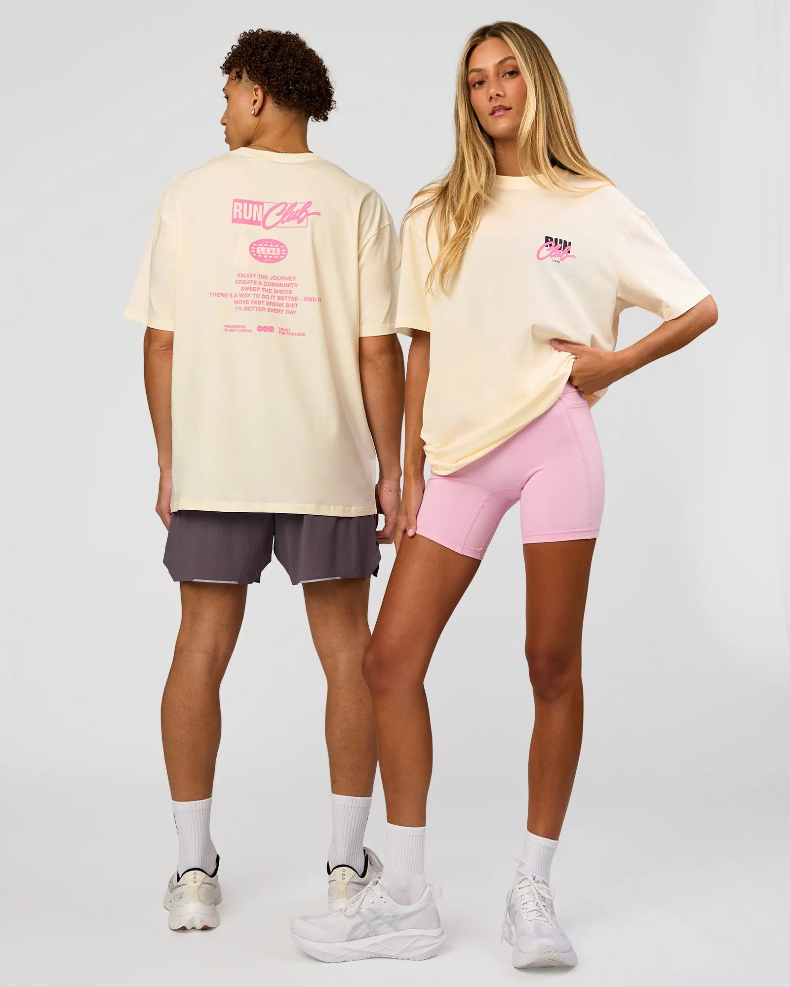 Values Run Club FLXCotton Tee - Off White-Candy Pink sold by LSKD