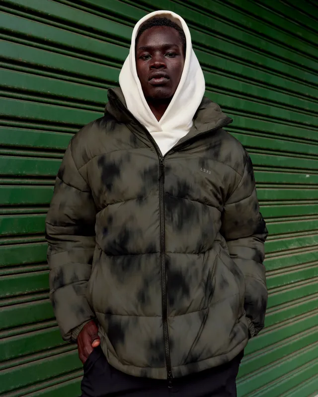 Base Puffer Jacket - Camo Washed Walnut Grey made by LSKD