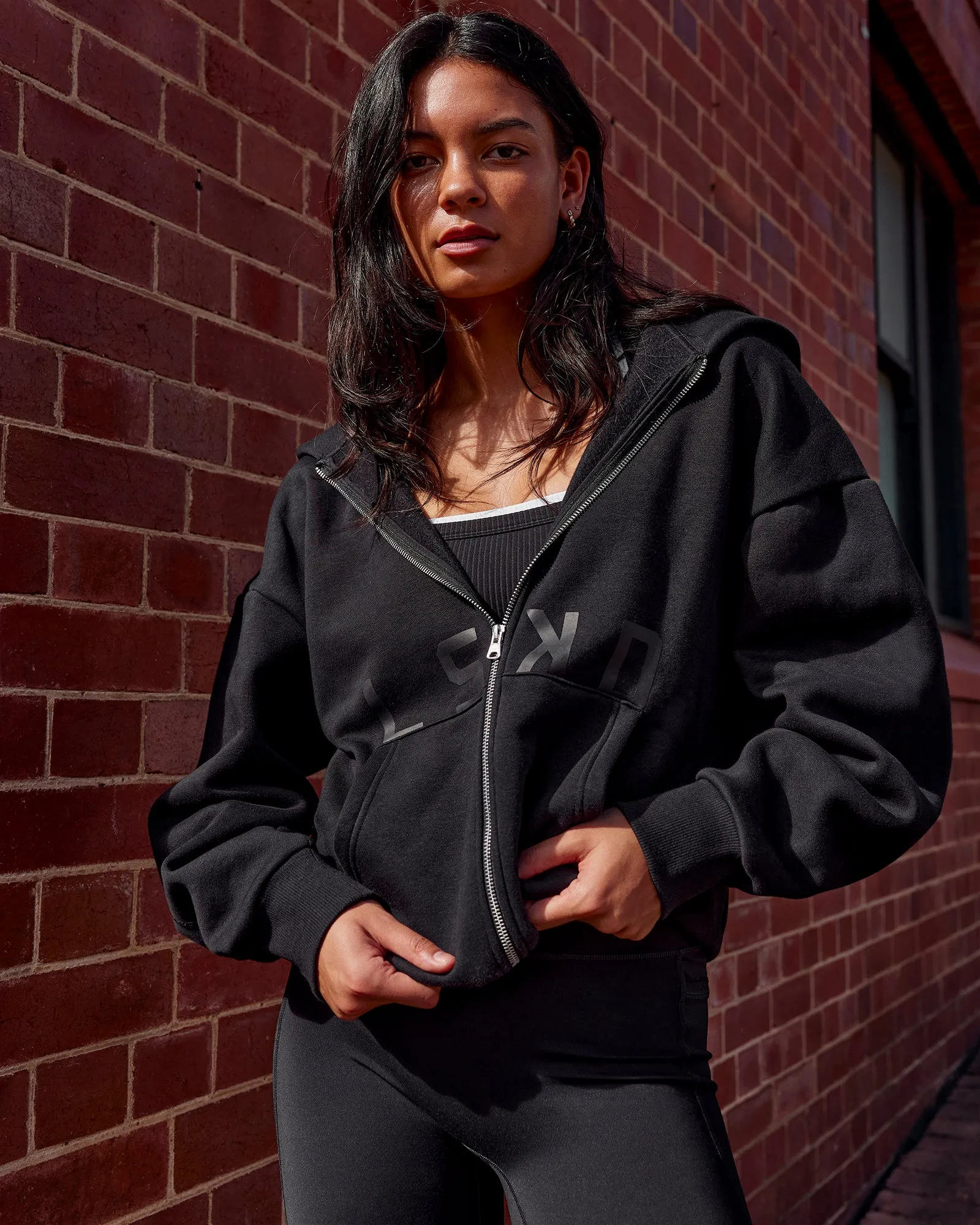 Shadow Mode Oversized Zip Through Hoodie - Black sold by LSKD product image thumbnail 2