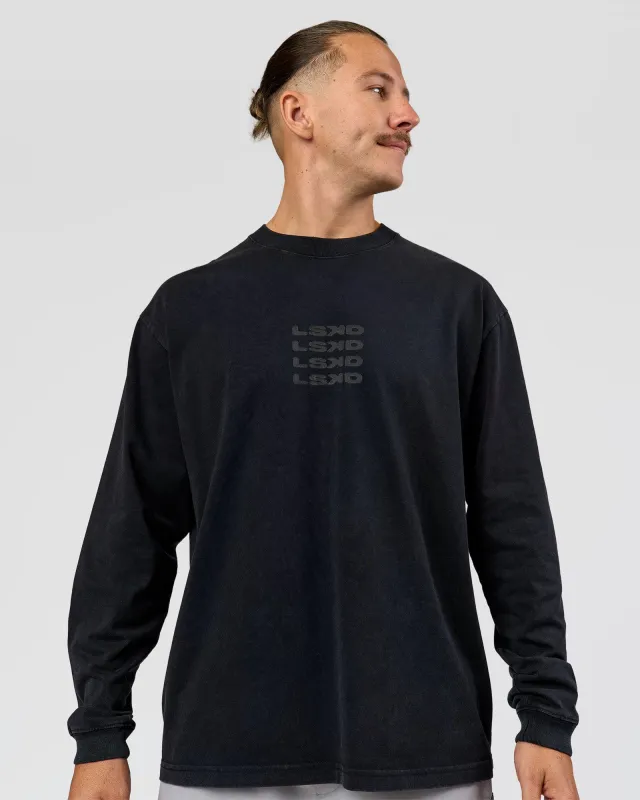 Move Fast Heavyweight Oversized Long Sleeve Tee - Black Washed made by LSKD