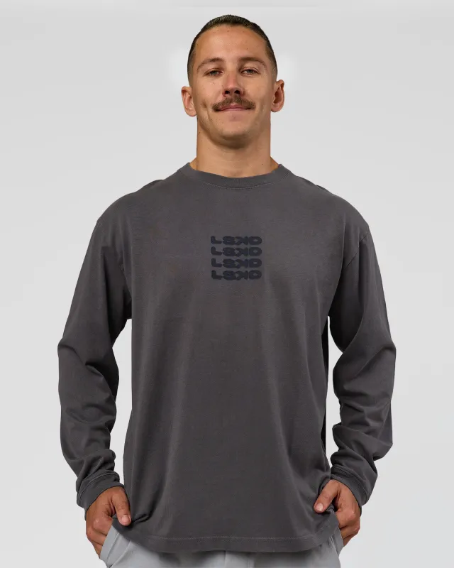 Move Fast Heavyweight Oversized Long Sleeve Tee - Dark Storm Washed made by LSKD