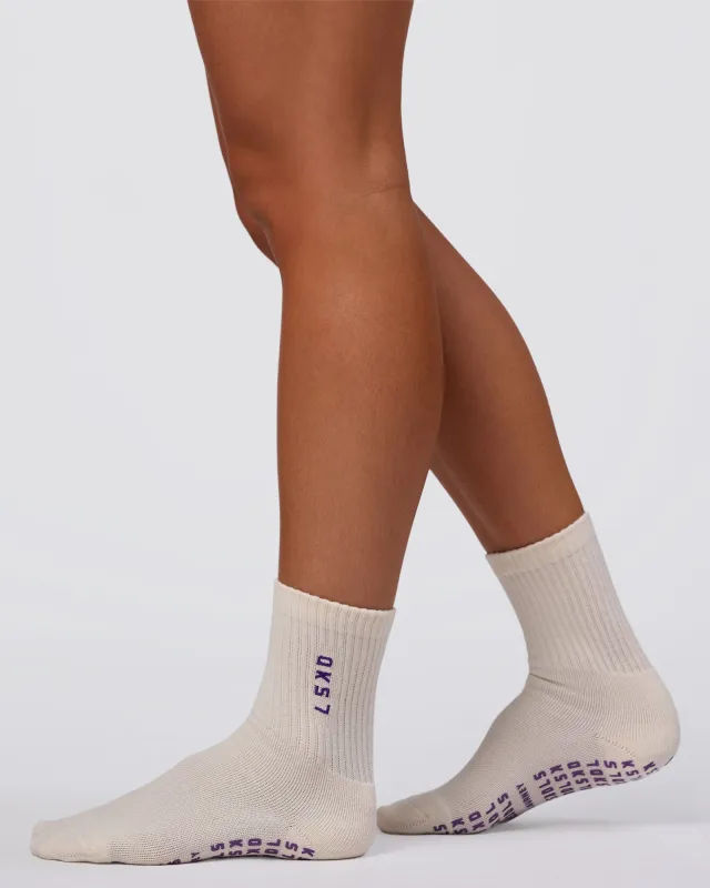 Signal Pilates Crew Grip Socks 2.0 - Off White-Fresh Purple made by LSKD