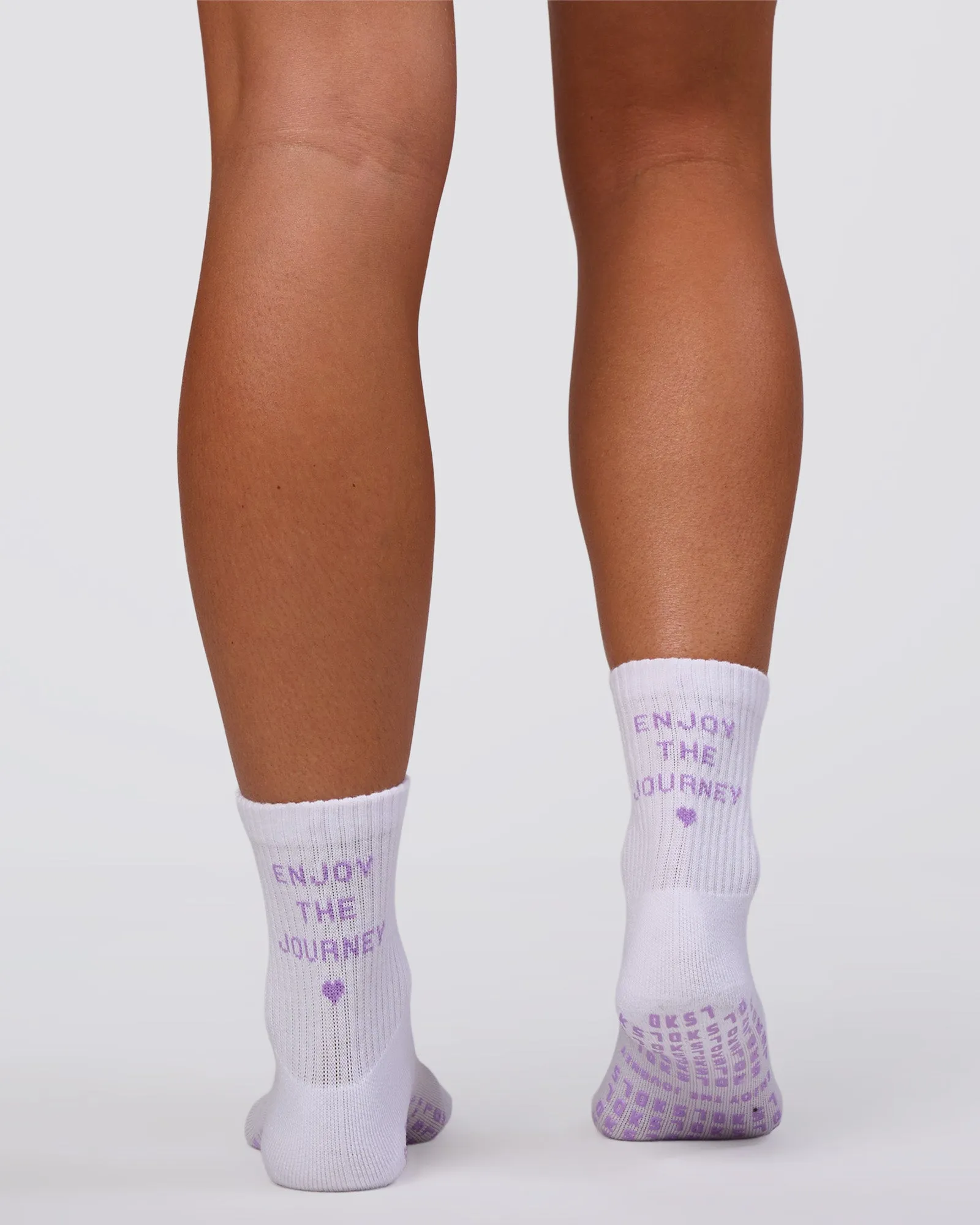 Journey Pilates Grip Socks - White-Pale Lilac sold by LSKD product image thumbnail 2