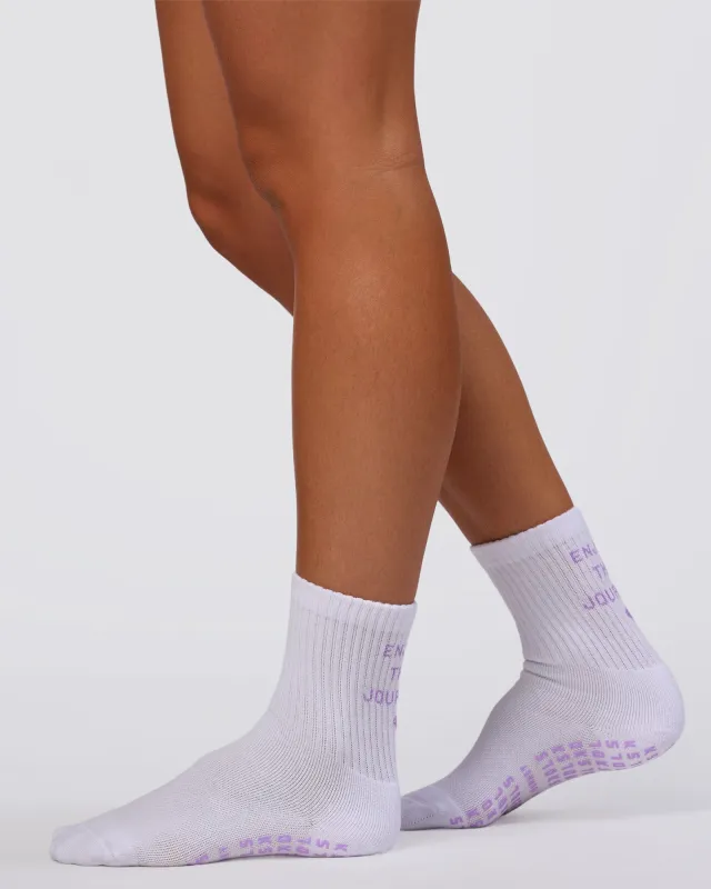 Journey Pilates Grip Socks - White-Pale Lilac made by LSKD