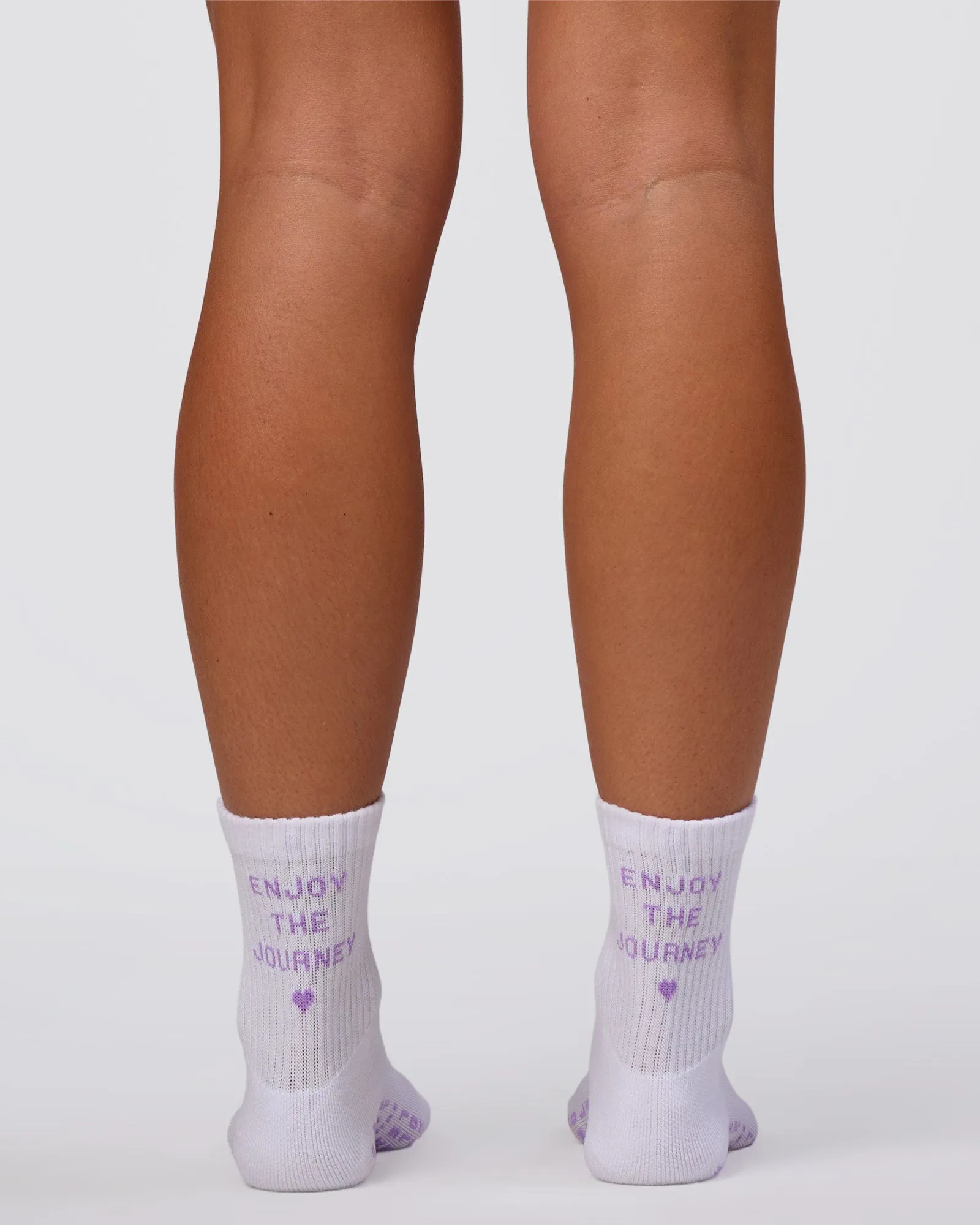 Journey Pilates Grip Socks - White-Pale Lilac sold by LSKD product image thumbnail 3