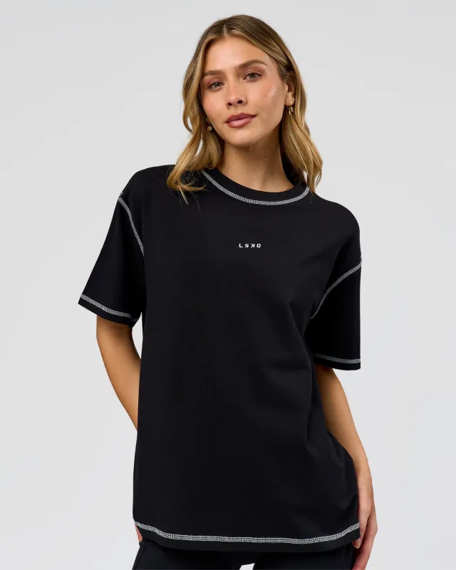 Go-To Contrast Oversized Heavyweight FLXCotton Tee - Black-White made by LSKD