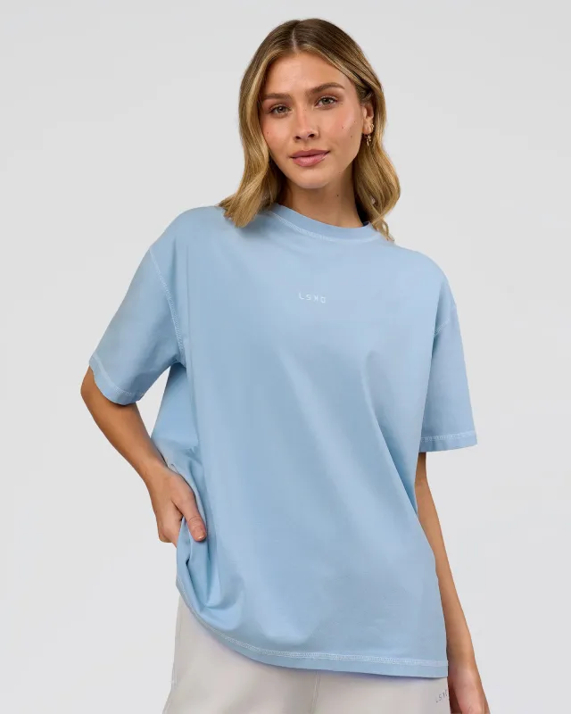 Go-To Contrast Oversized Heavyweight FLXCotton Tee - Open Air Washed-White made by LSKD
