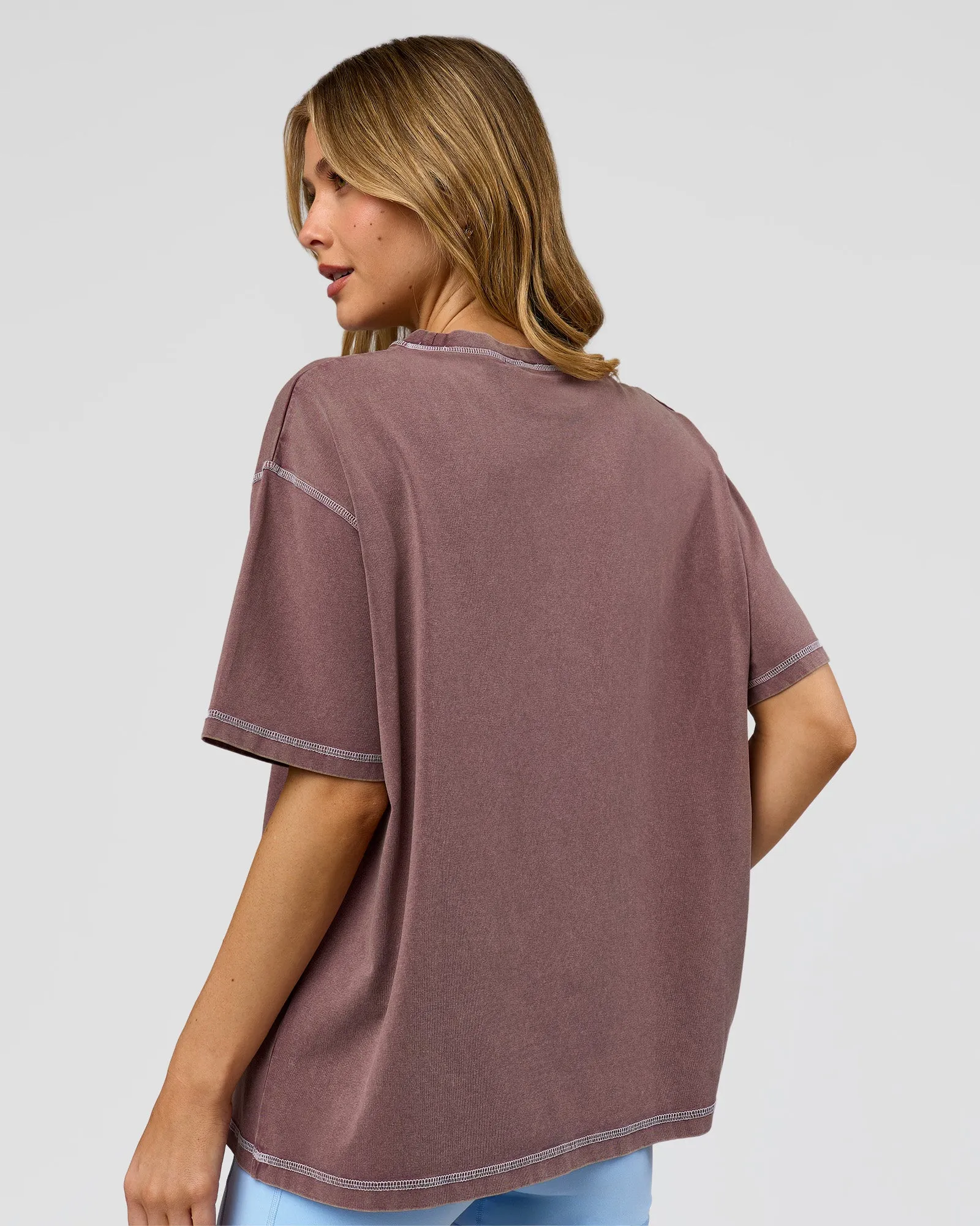 Go-To Contrast Oversized Heavyweight FLXCotton Tee - Cocoa Powder Washed-White sold by LSKD product image thumbnail 3