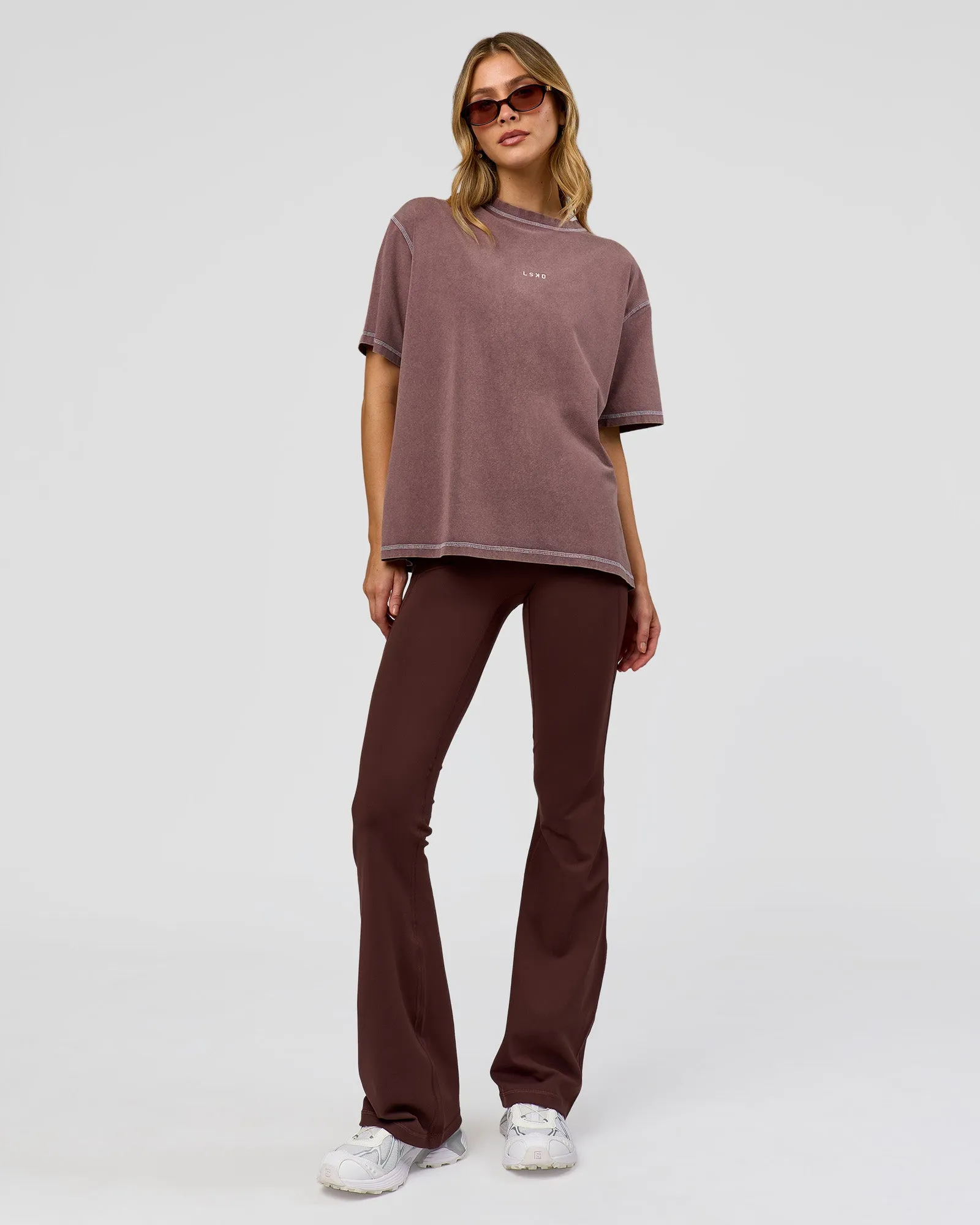 Go-To Contrast Oversized Heavyweight FLXCotton Tee - Cocoa Powder Washed-White sold by LSKD product image thumbnail 4