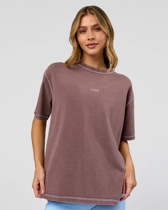 Go-To Contrast Oversized Heavyweight FLXCotton Tee - Cocoa Powder Washed-White made by LSKD
