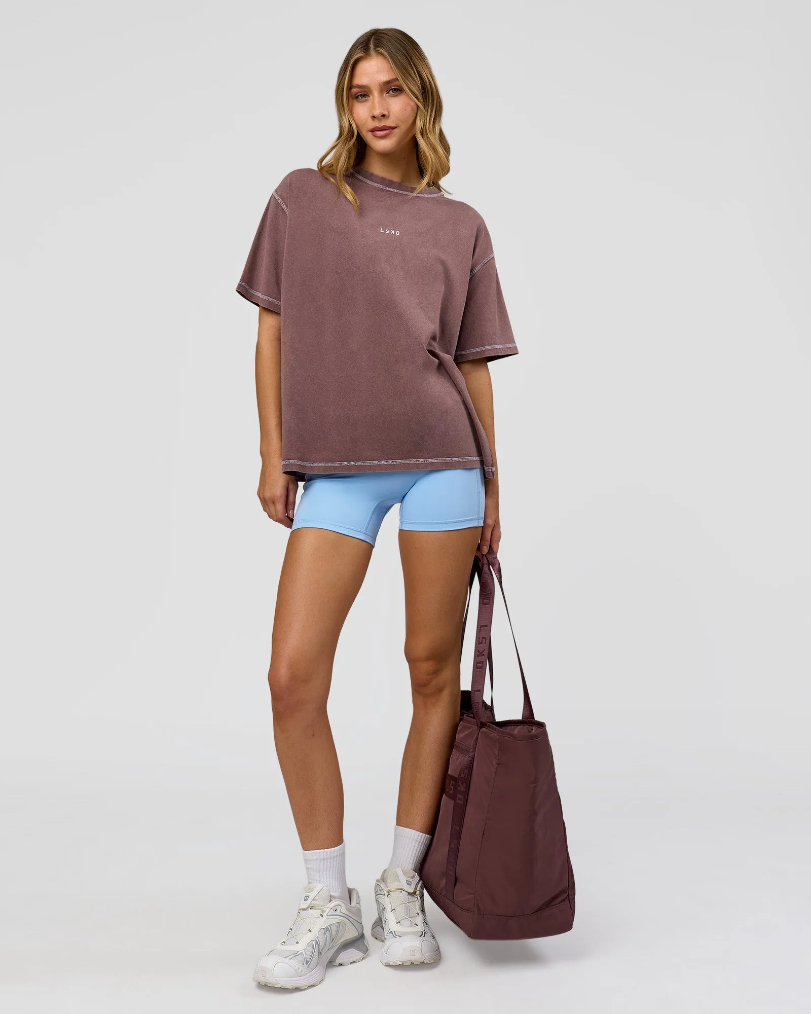 Go-To Contrast Oversized Heavyweight FLXCotton Tee - Cocoa Powder Washed-White sold by LSKD product image thumbnail 2