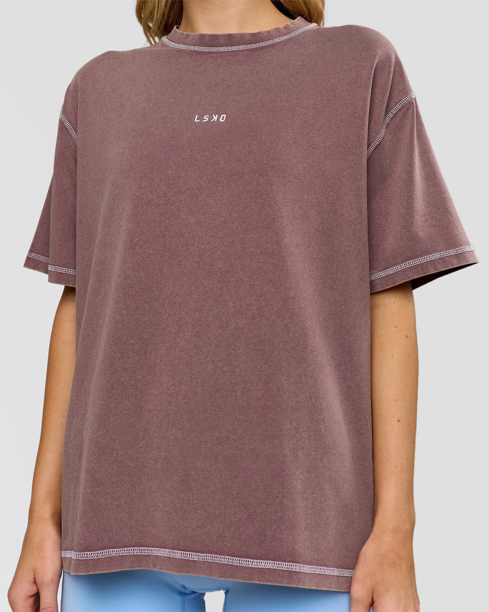 Go-To Contrast Oversized Heavyweight FLXCotton Tee - Cocoa Powder Washed-White sold by LSKD product image thumbnail 5