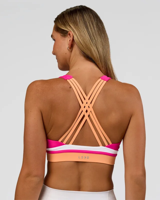 Revitalise Flash Sports Bra - Ultra Pink-Cantaloupe-White made by LSKD