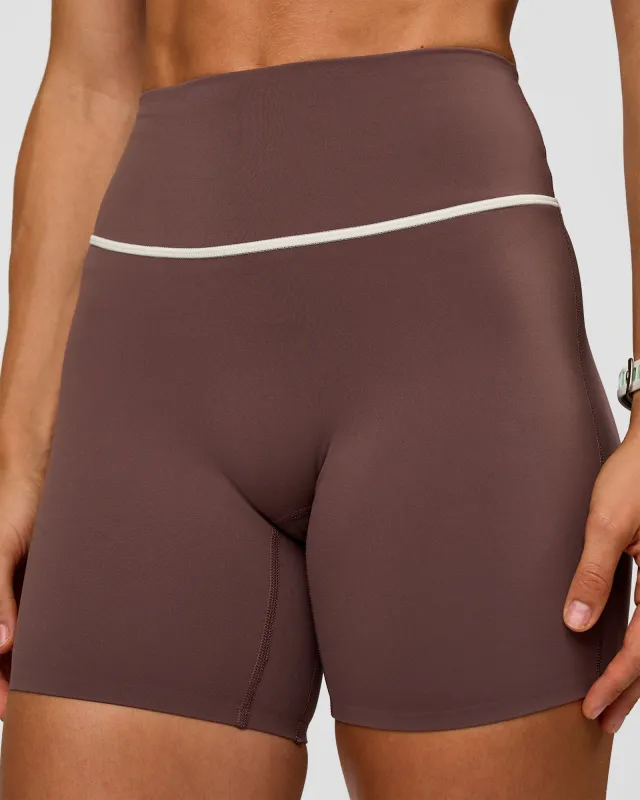 Pinnacle High-Rise 6" Short - Cocoa Powder-Off White made by LSKD