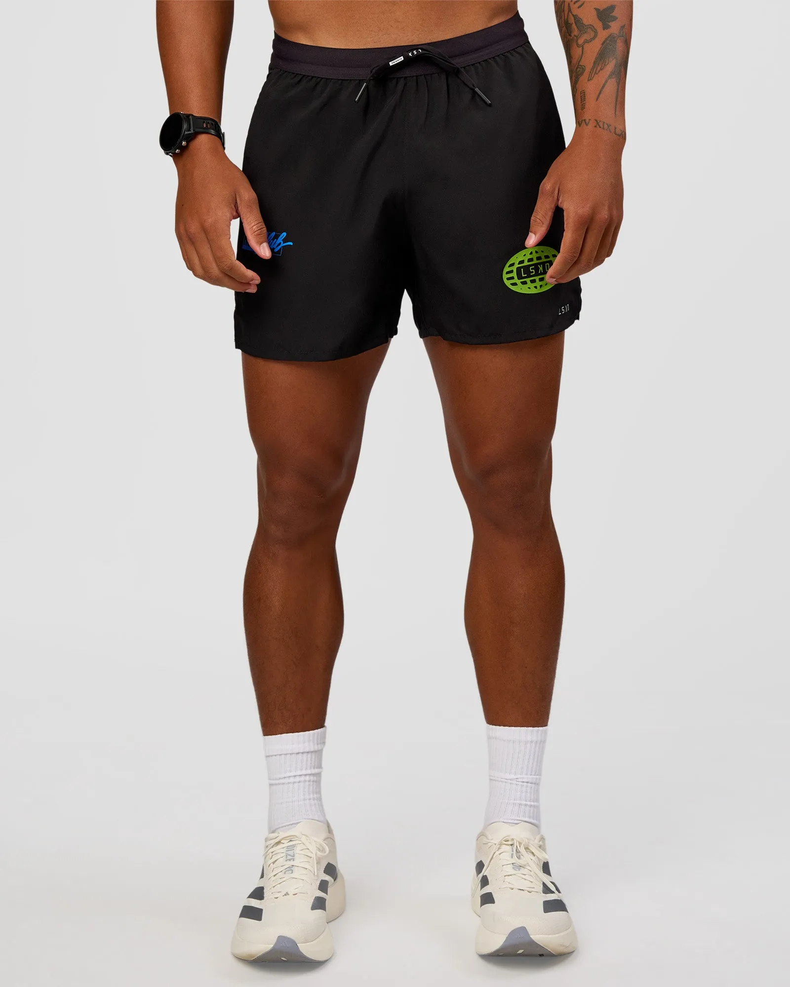 Pace 5" Lined Running Short - Black-Lime Glo Indigo sold by LSKD product image thumbnail 3