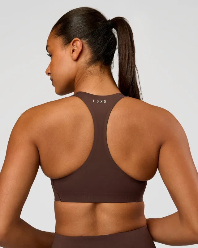Flow Bonded Scoop Neck Sports Bra - Hot Chocolate made by LSKD