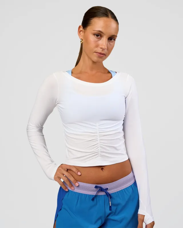 Scrunch Long Sleeve Tee - White made by LSKD