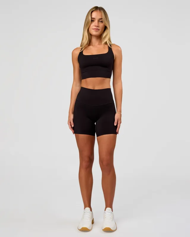 Twist Long Line Sports Bra - Black made by LSKD