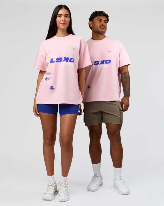 League Heavyweight FLXCotton Oversized Tee - Marshmallow-Power Cobalt made by LSKD
