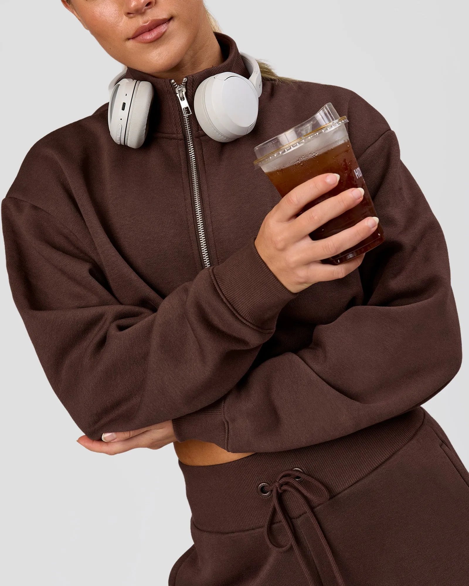 Go-To Oversized Quarter Zip Sweater - Hot Chocolate sold by LSKD product image thumbnail 5
