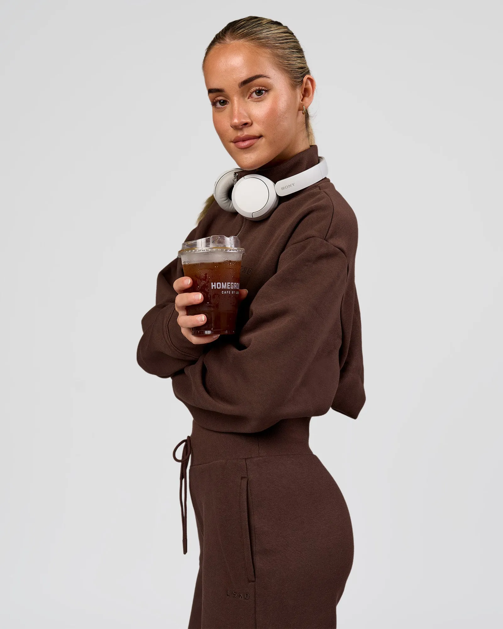 Go-To Oversized Quarter Zip Sweater - Hot Chocolate sold by LSKD product image thumbnail 3