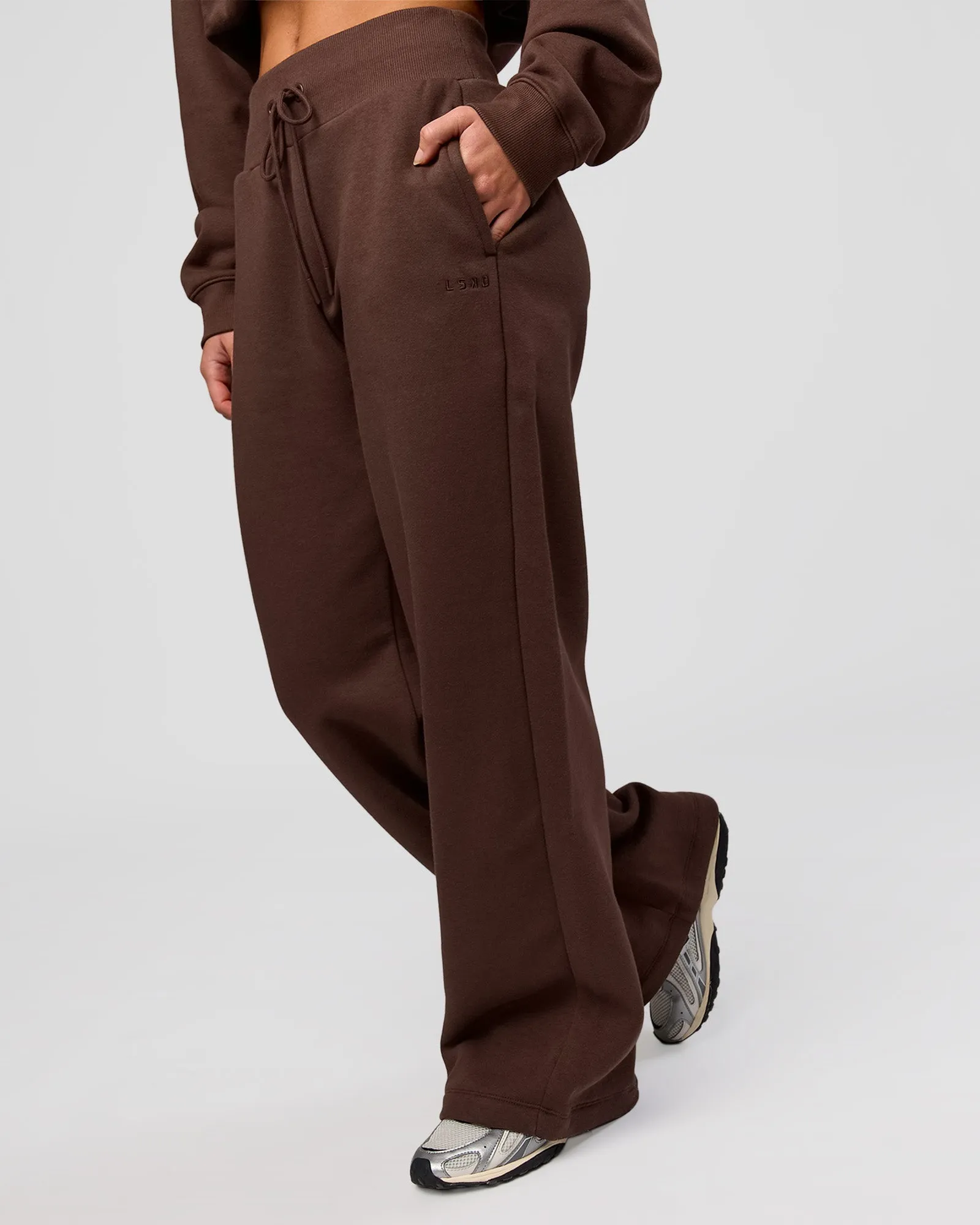 Go-To Wide Leg Track Pant - Hot Chocolate sold by LSKD product image thumbnail 4