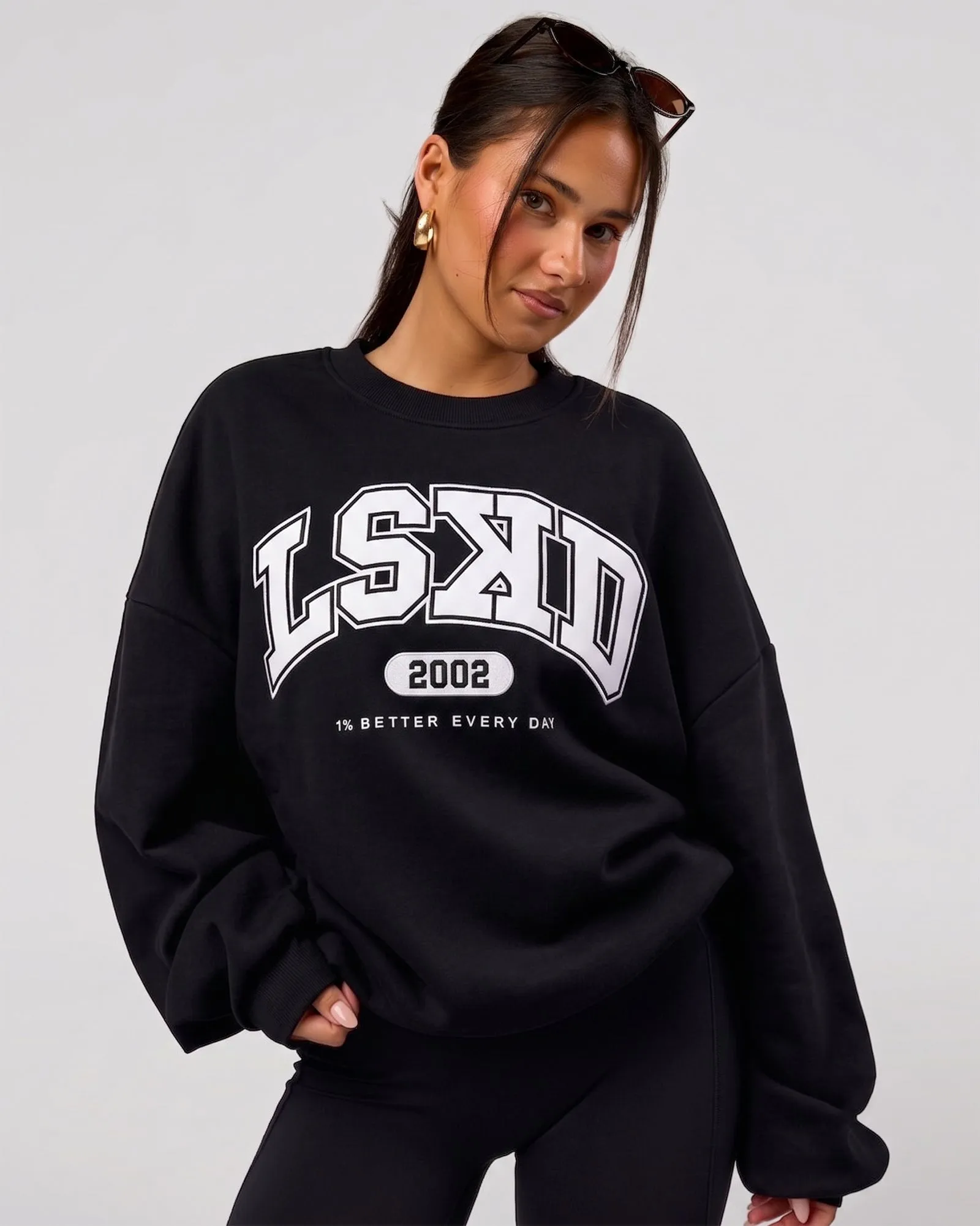 Varsity Boxy Crew in Caviar-Off White sold by LSKD product image thumbnail 2