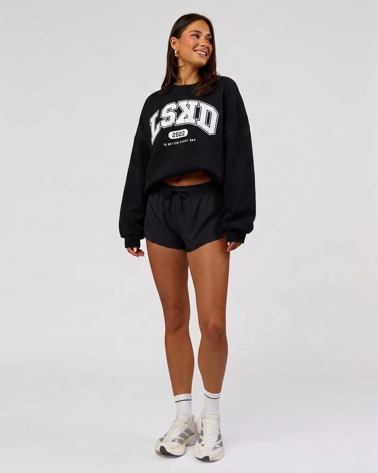 Varsity Boxy Crew in Caviar-Off White sold by LSKD product image thumbnail 4