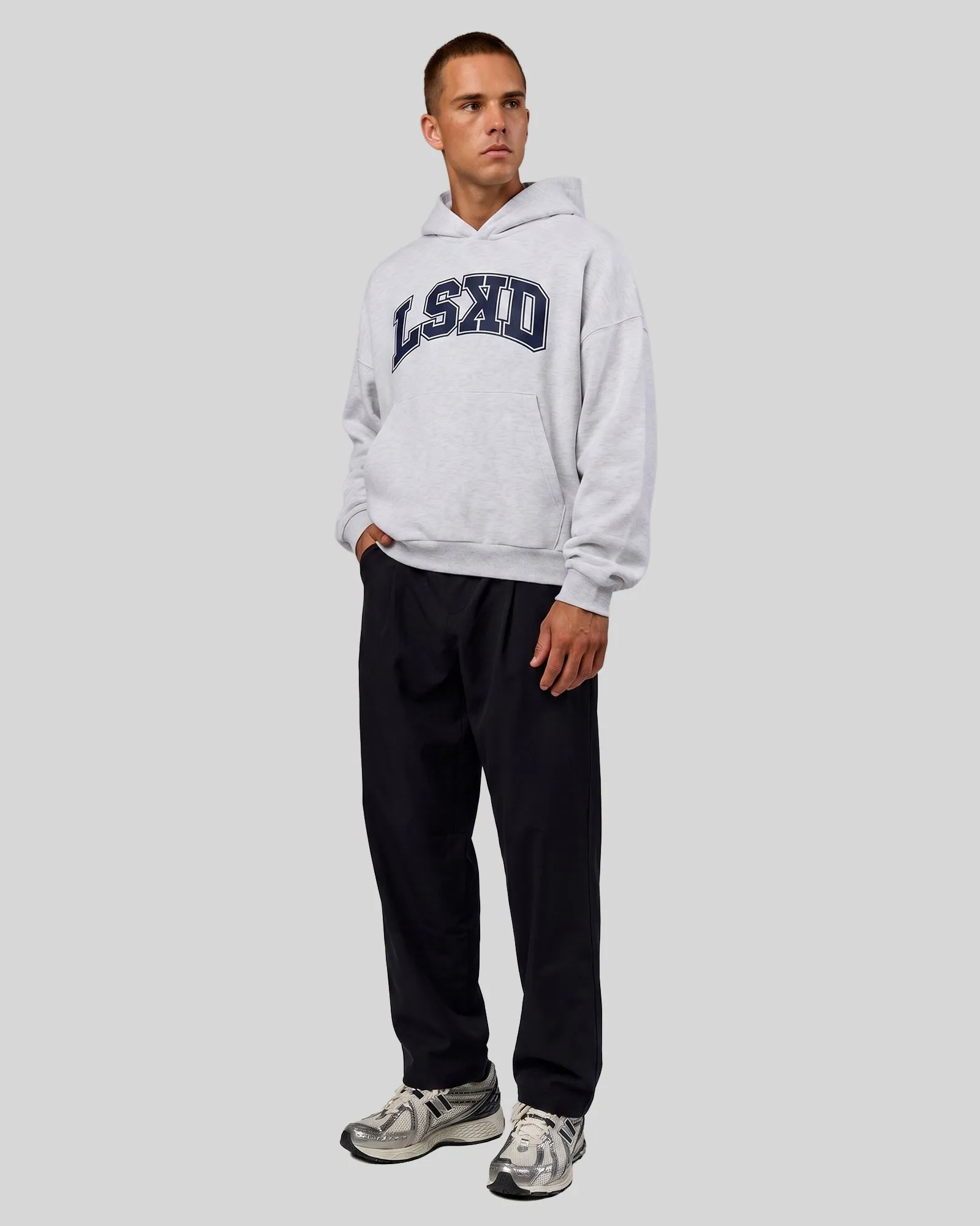 Varsity Boxy Hoodie - Silver Marl-Future Navy sold by LSKD product image thumbnail 3