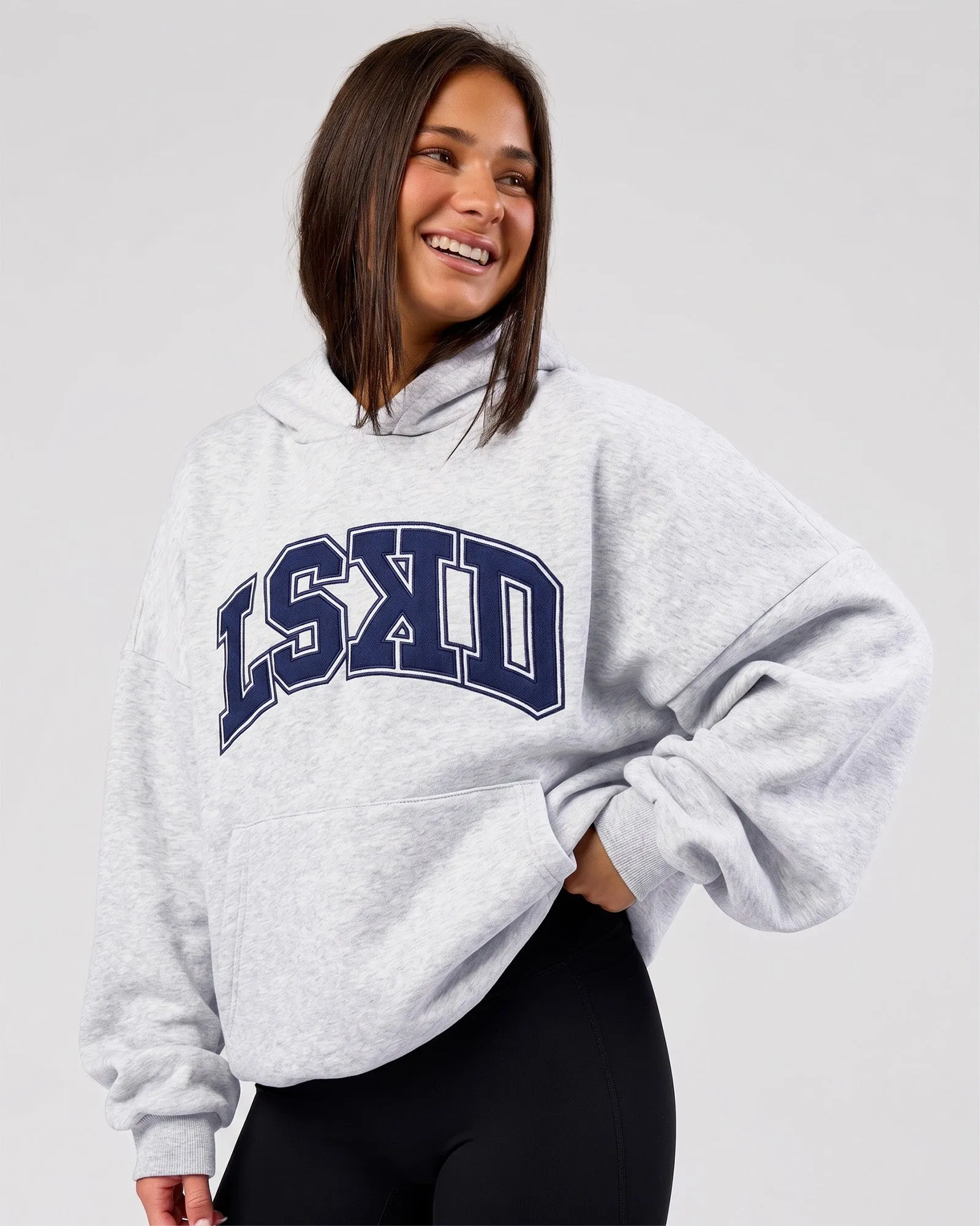 Varsity Boxy Hoodie - Silver Marl-Future Navy sold by LSKD product image thumbnail 2