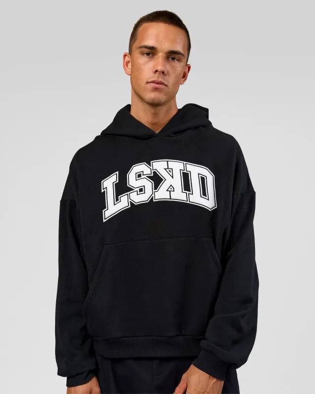 Varsity Boxy Hoodie - Caviar-White made by LSKD
