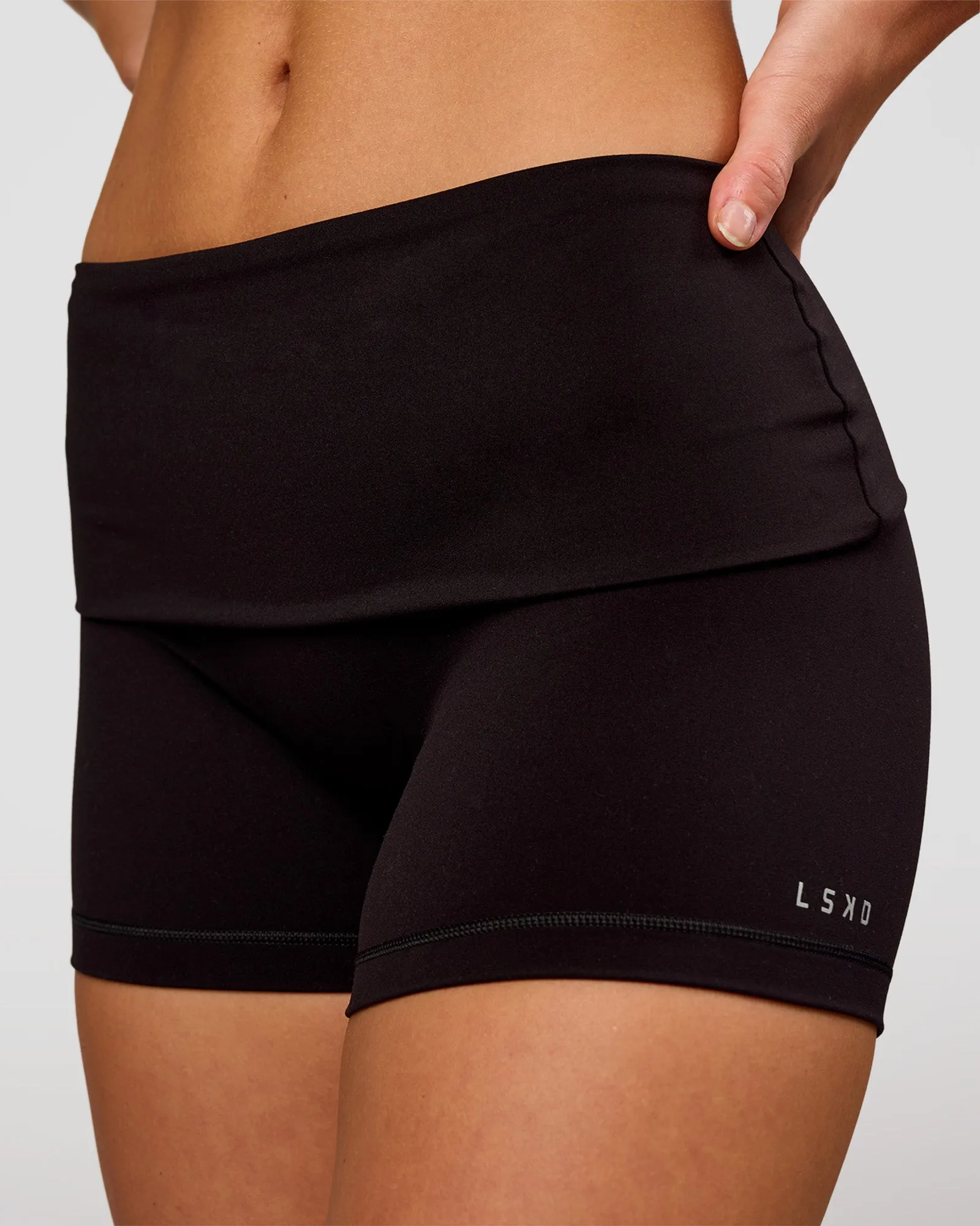 Groovy High Rise Fold Over 4" Short - Black sold by LSKD