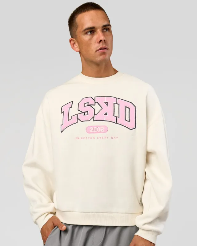 Varsity Boxy Crew - Off White-Pink Rose made by LSKD