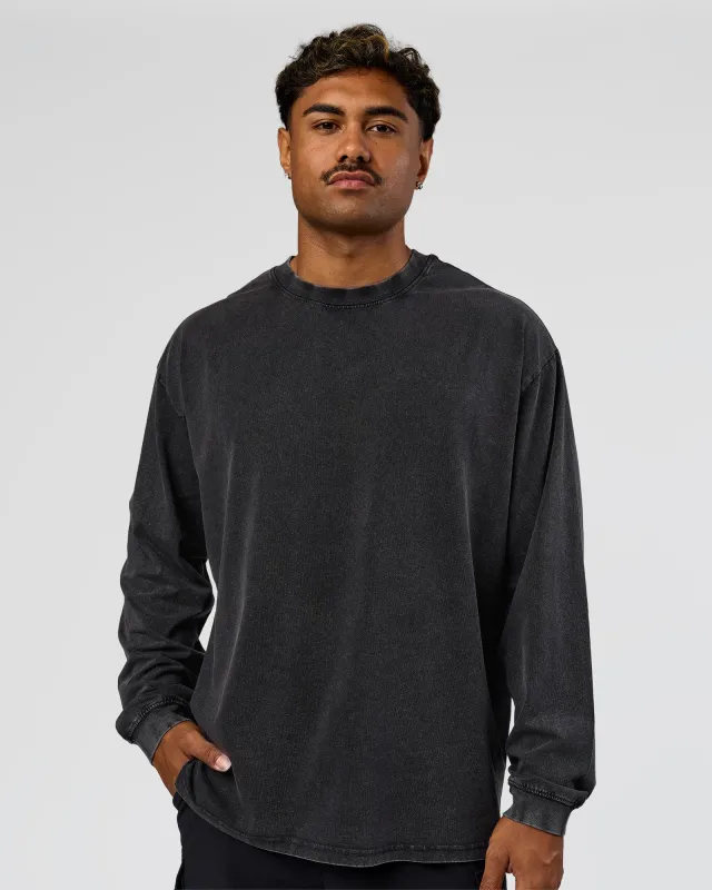 Clear Vision Heavyweight FLXCotton Oversized LS Tee - Black Washed-Black made by LSKD