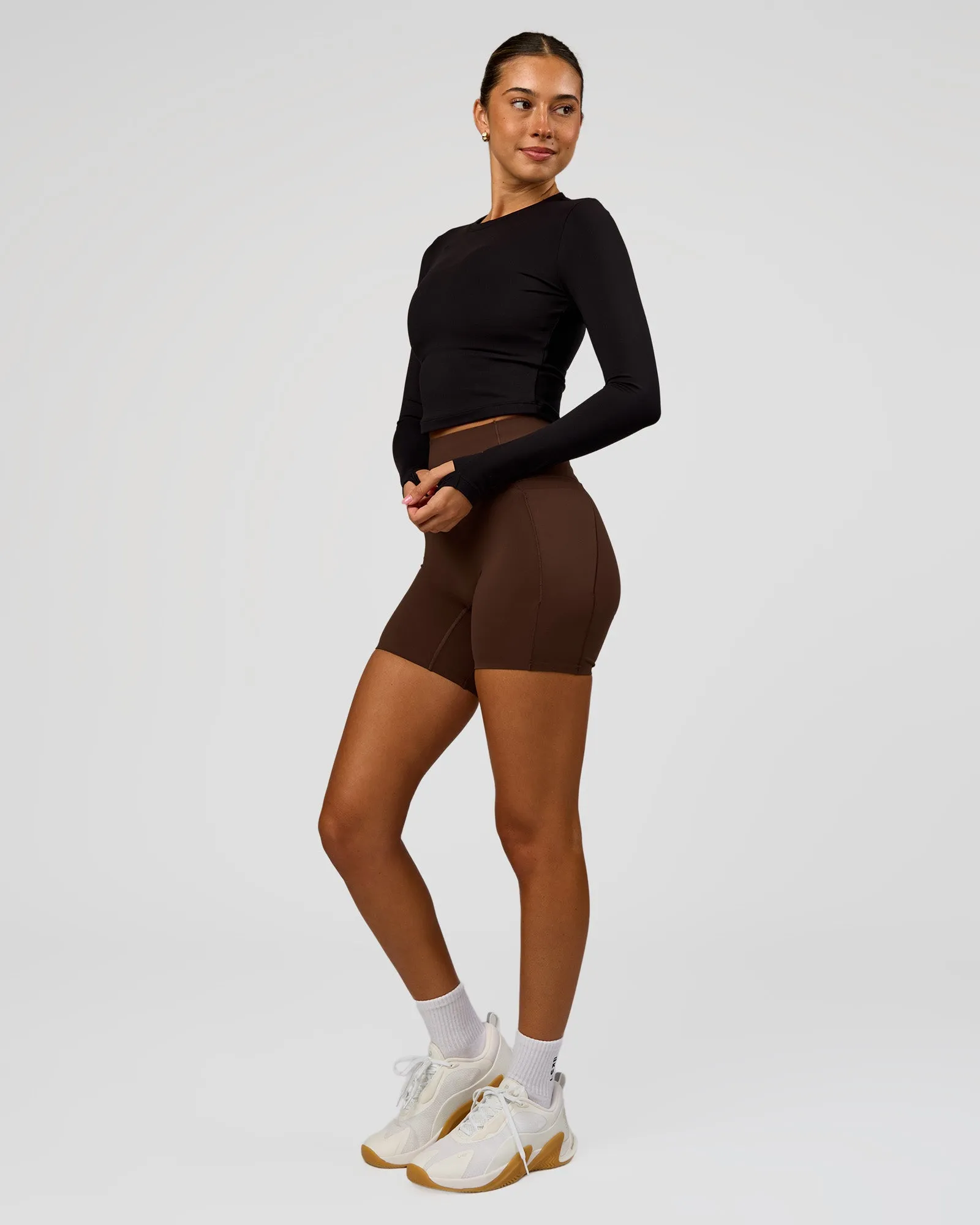 Staple Long Sleeve Cropped Tee 2.0 - Black sold by LSKD product image thumbnail 5